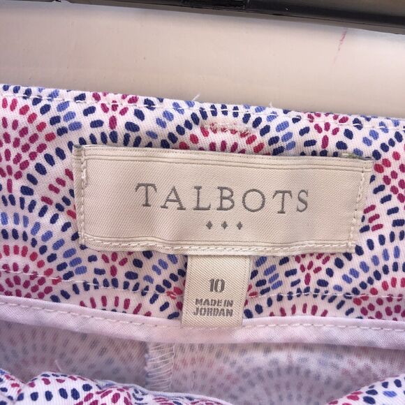 Talbots Chino Pants Womens  10 Navy Pink  Cotton Spandex Cropped - Picture 12 of 12